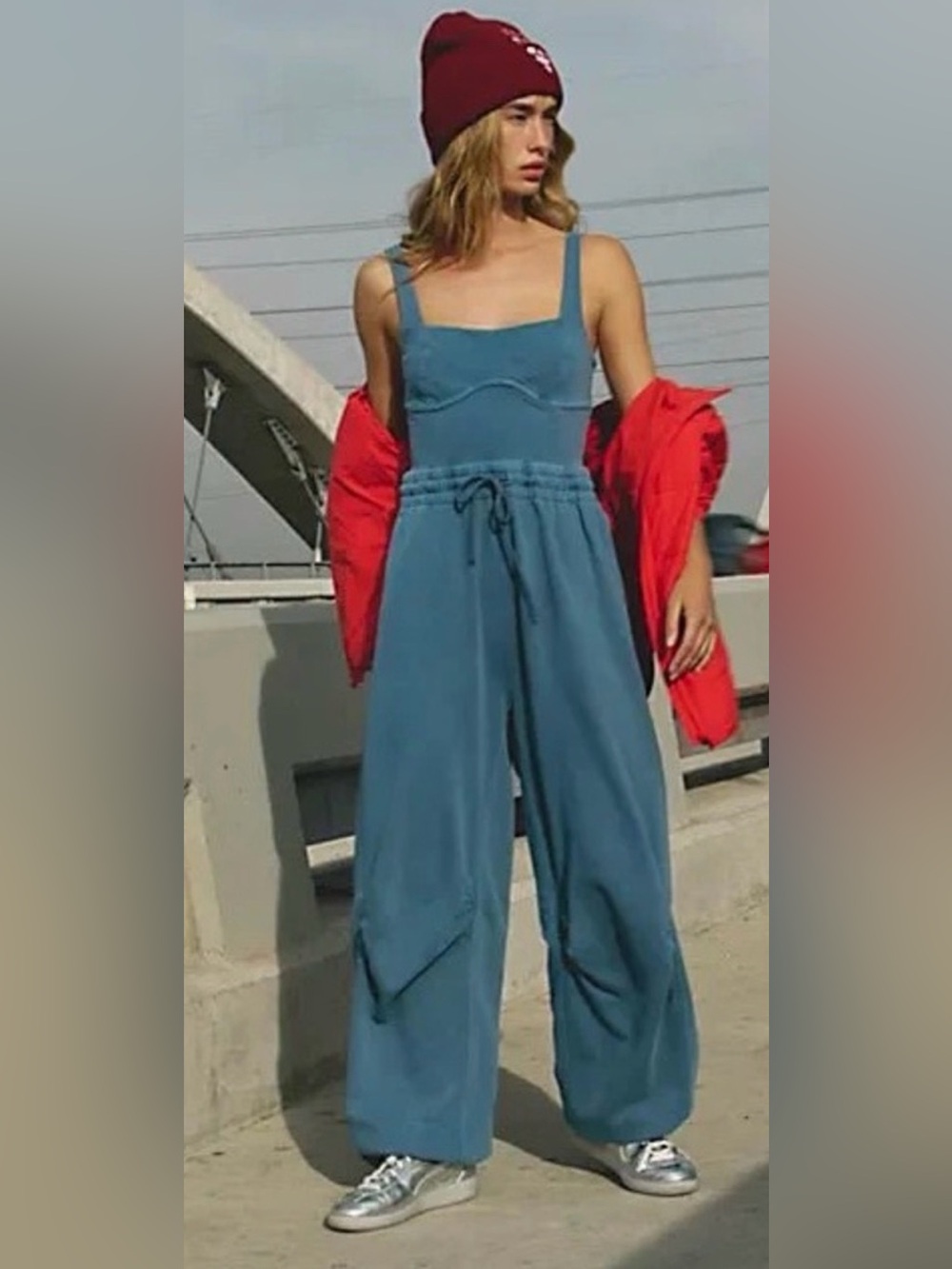 Free People Inbound Onesie - XS - Skyline/Misty Blue